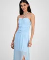 Bar Iii Women's Halter Bandeau Mesh Maxi Dress, Exclusively At Macy's In Oasis Blue