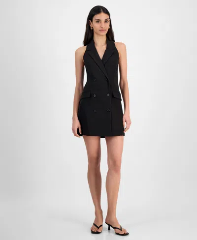 Bar Iii Women's Halter Blazer Mini Dress, Exclusively At Macy's In Deep Black