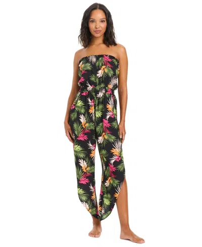 Bar Iii Women's Havana Heat Tube Swim Cover-up Jumpsuit, Macy's Exclusive In Black