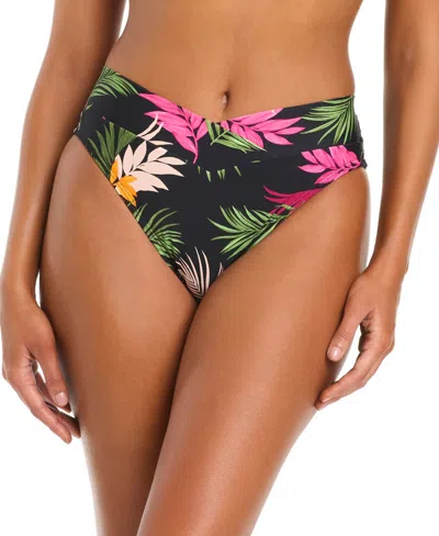 Bar Iii Women's Havana Heat V-waist High Leg Swim Bottoms, Macy's Exclusive In Black