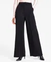 Bar Iii Women's High-leg Wide-leg Seamed Ponte Pants, Regular & Petite, Created For Macy's In Deep Black