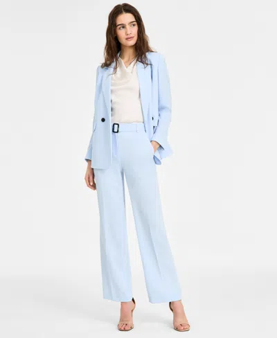 Bar Iii Women's High Rise Belted Wide Leg Pants, Exclusively At Macy's In Chateau Blue