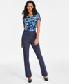 Bar Iii Women's High-rise Compression-denim Flare Pants, Exclusively At Macy's In Mid Blue