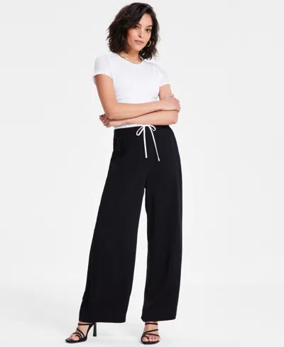 Bar Iii Women's High-rise Double-waistband Pants, Exclusively At Macy's In Deep Black