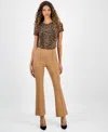 Bar Iii Women's High-rise Flared-leg Pants, Macy's Exclusive In Brown