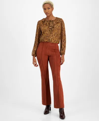 Bar Iii Women's High-rise Pull-on Faux-suede Pants, Created For Macy's In Pecan