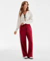Bar Iii Women's High-rise Side-stripe Track Pants, Macy's Exclusive In Burgundy