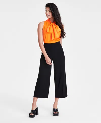 Bar Iii Women's High-rise Wide-leg Ankle Pants, Created For Macy's In Black