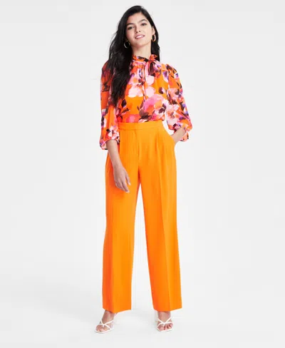Bar Iii Women's High-rise Wide-leg Pants, Created For Macy's In Tangerine