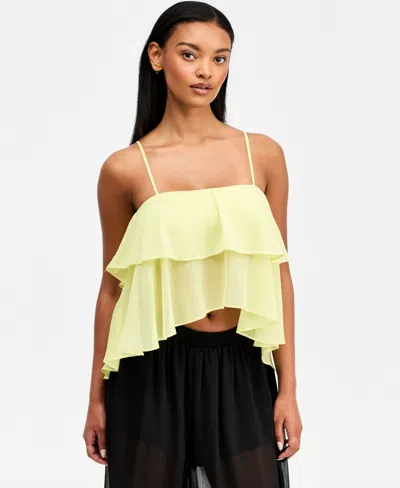 Bar Iii Women's High-low Hem Tiered Chiffon Tank Top, Macy's Exclusive In Yellow