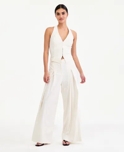 Bar Iii Women's High-rise Wide-leg Pants, Macy's Exclusive In White