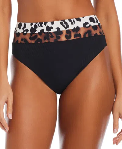 Bar Iii Women's In My Skin High-leg High-rise Bikini Bottoms, Exclusively At Macy's In Natural,black