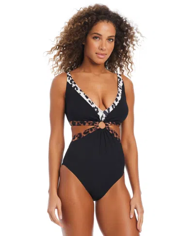 Bar Iii Women's In My Skin Ring One-piece Swimsuit, Exclusively At Macy's In Natural,black