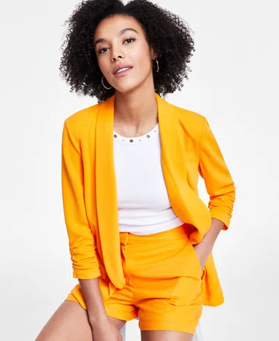 Bar Iii Women's Knit 3/4-sleeve Boyfriend Blazer, Created For Macy's In Fruity Orange