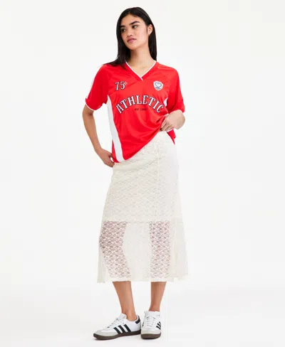 Bar Iii Women's Lace A-line Skirt, Macy's Exclusive In Red