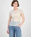 Bar Iii Women's Lace Short-sleeve Crewneck Tee, Exclusively At Macy's