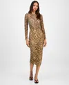 Bar Iii Women's Leopard-print Ruched Bodycon Midi Skirt, Macy's Exclusive In Multi
