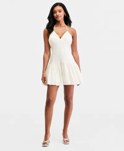 Bar Iii Women's Linen-blend Drop-waist Mini Dress, Macy's Exclusive In White