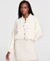 Bar Iii Women's Long-sleeve Bubble-hem Cargo Jacket, Exclusively At Macy's In Ivory Cloud