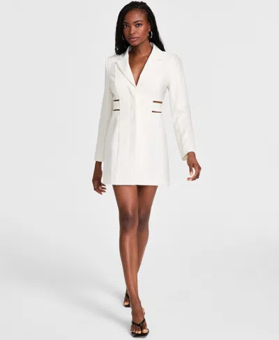 Bar Iii Women's Long-sleeve Buckle Blazer Dress, Exclusively At Macy's In Ivory Cloud