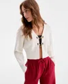 Bar Iii Women's Long-sleeve Hardware Cardigan, Exclusively At Macy's In White