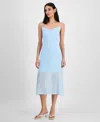 Bar Iii Women's Mesh Midi Slip Dress, Exclusively At Macy's In Oasis Blue