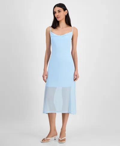 Bar Iii Women's Mesh Midi Slip Dress, Exclusively At Macy's In Oasis Blue