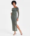 Bar Iii Women's Mesh Side-slit Pull-on Midi Skirt, Created For Macy's In Palmetto