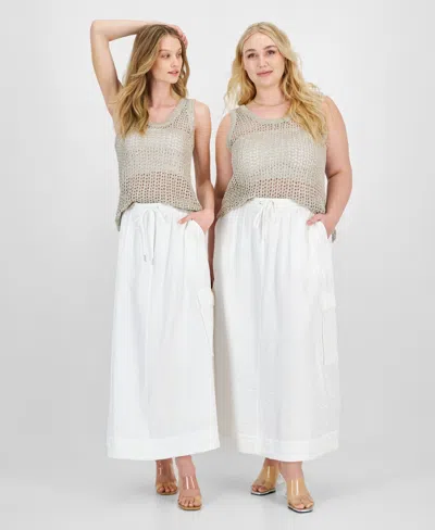 Bar Iii Women's Metallic Cargo Maxi Skirt, Xxs-4x, Created For Macy's In Crema