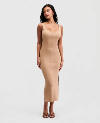 Bar Iii Women's Metallic Knit Cutout Tank Dress, Macy's Exclusive In Brown