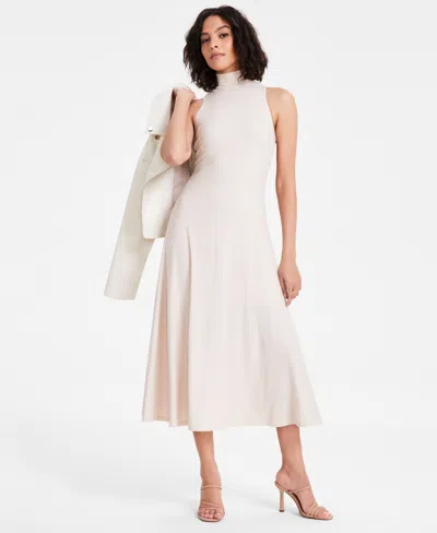 Bar Iii Women's Mock-neck A-line Sleeveless Dress, Exclusively At Macy's In Brown Toffee