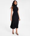 Bar Iii Women's Mock-neck A-line Sleeveless Dress, Exclusively At Macy's In Deep Black