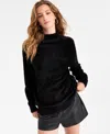 Bar Iii Women's Mock-neck Fuzzy Sweater, Macy's Exclusive In Black