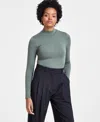 Bar Iii Women's Mock Neck Long-sleeve Jersey Bodysuit, Created For Macy's In Palmetto