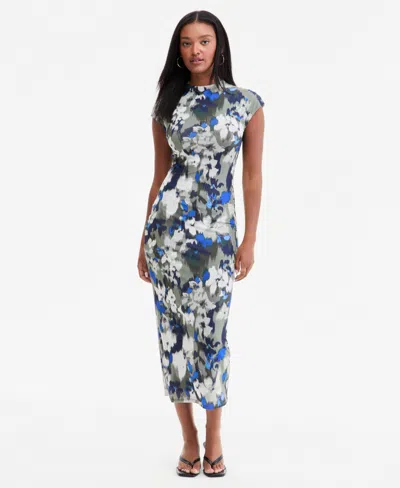Bar Iii Women's Mock Neck Short-sleeve Print Bodycon Midi Dress, Macy's Exclusive In Multi