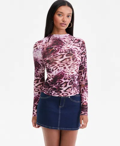 Bar Iii Women's Mock-neck Long-sleeve Top, Macy's Exclusive In Pink