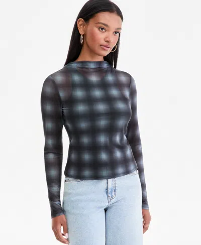 Bar Iii Women's Mock-neck Long-sleeve Top, Macy's Exclusive In Multi
