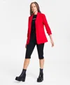 Bar Iii Women's Notch-lapel Ruched-sleeve Open-front Blazer, Created For Macy's In Cherry Can