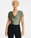 Bar Iii Women's Notch-lapel Ruched-sleeve Open-front Blazer, Created For Macy's In Dusty Olive