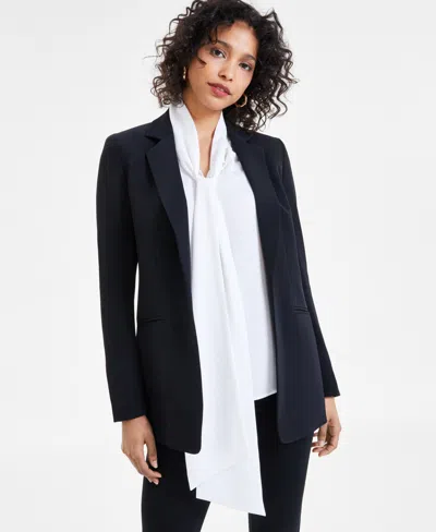 Bar Iii Women's Notched-collar Open-front Blazer, Created For Macy's In Black
