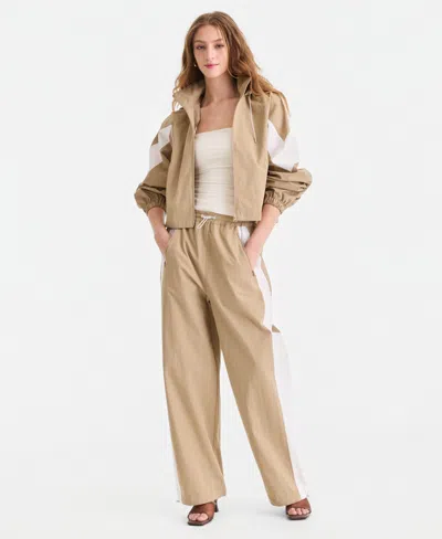 Bar Iii Women's Nylon Track Pants, Macy's Exclusive In Brown