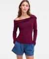 Bar Iii Women's Off-the-shoulder Ribbed Sweater, Macy's Exclusive In Burgundy