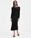 Bar Iii Women's Off-the-shoulder Sweater Dress, Macy's Exclusive In Black