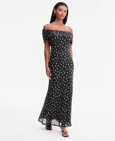 Bar Iii Women's Off-the-shoulder Maxi Dress, Macy's Exclusive In Black