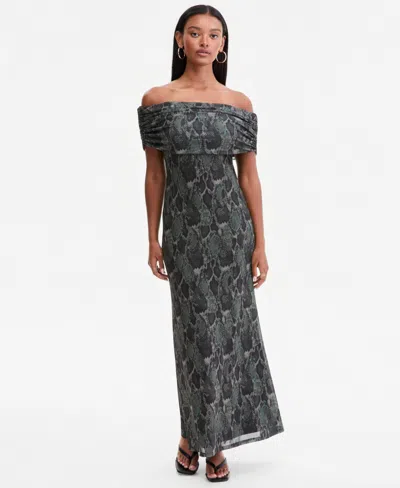 Bar Iii Women's Off-the-shoulder Maxi Dress, Macy's Exclusive In Army Snake