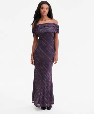 Bar Iii Women's Off-the-shoulder Maxi Dress, Macy's Exclusive In Purple