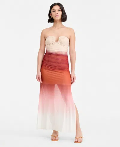 Bar Iii Women's Ombre Mesh Hardware-trim Strapless Dress, Macy's Exclusive In Multi