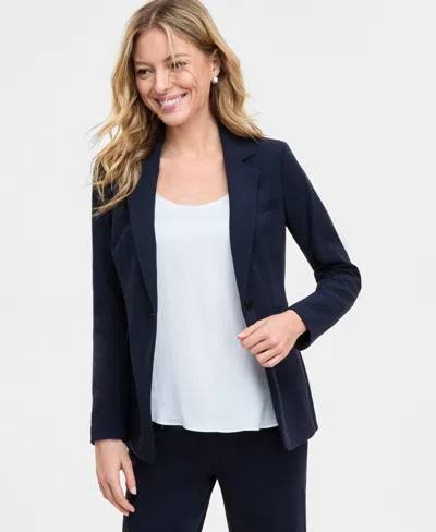 Bar Iii Women's One-button Notch-collar Blazer, Created For Macy's In Bar Navy