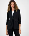 Bar Iii Women's One-button Scrunched-sleeve Jacket, Macy's Exclusive In Black
