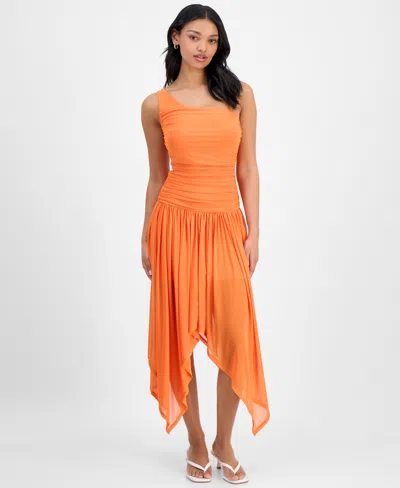Bar Iii Women's One-shoulder Handkerchief-hem Midi Dress, Exclusively At Macy's